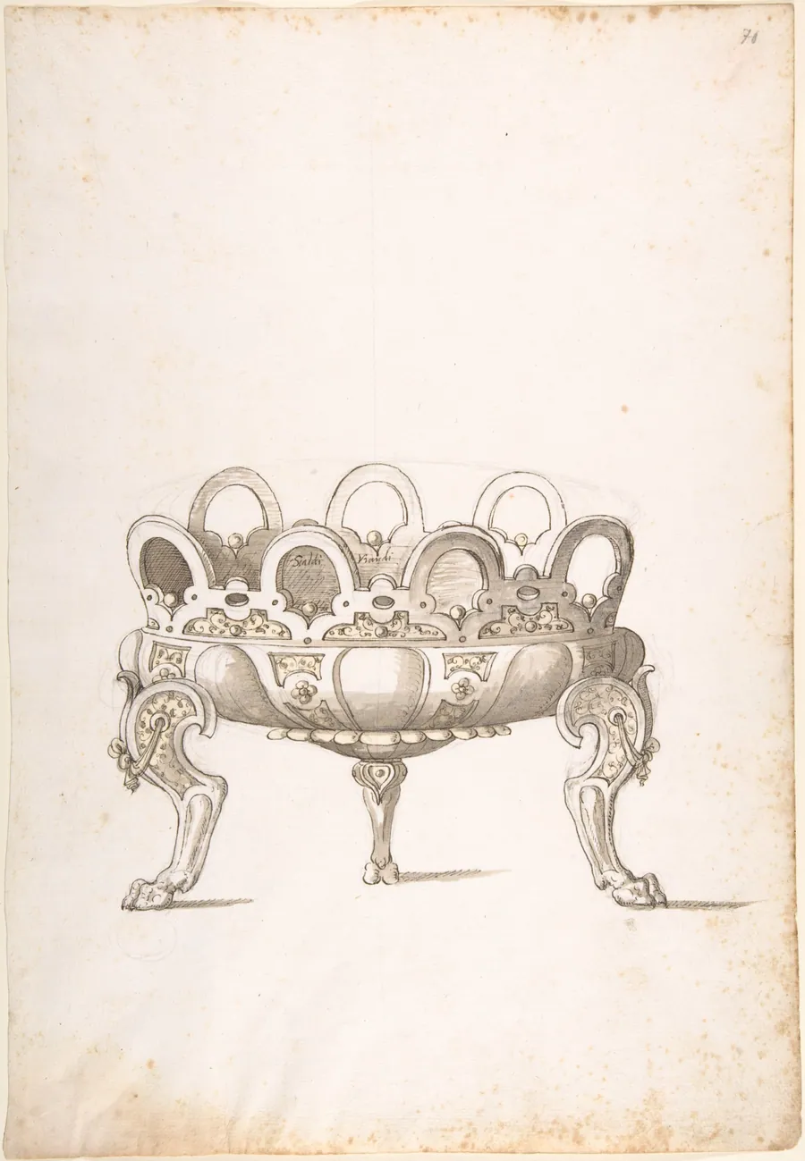 Design for Shallow Round Dish on Three Legs by Erasmus Hornick