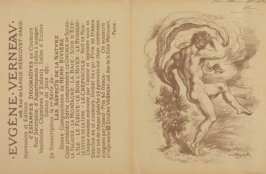 Dancing Nude and Advertisement for Eugène Verneau's "Estampes décoratives" [verso] by Louis Anquetin