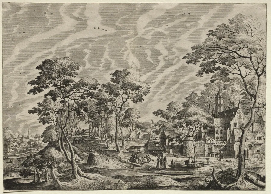 Landscape with a Chateau at the right by Hans Bol