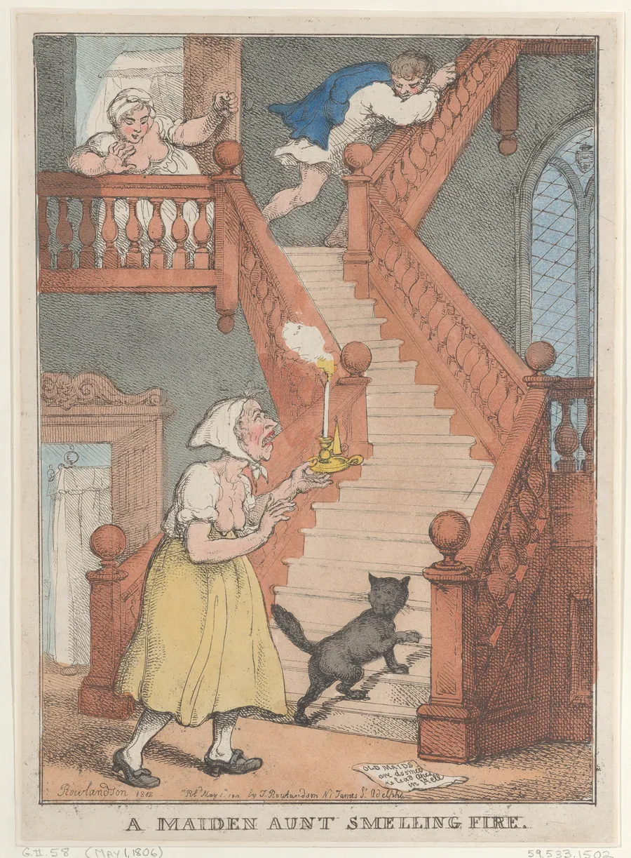 A Maiden Aunt Smelling Fire by Thomas Rowlandson