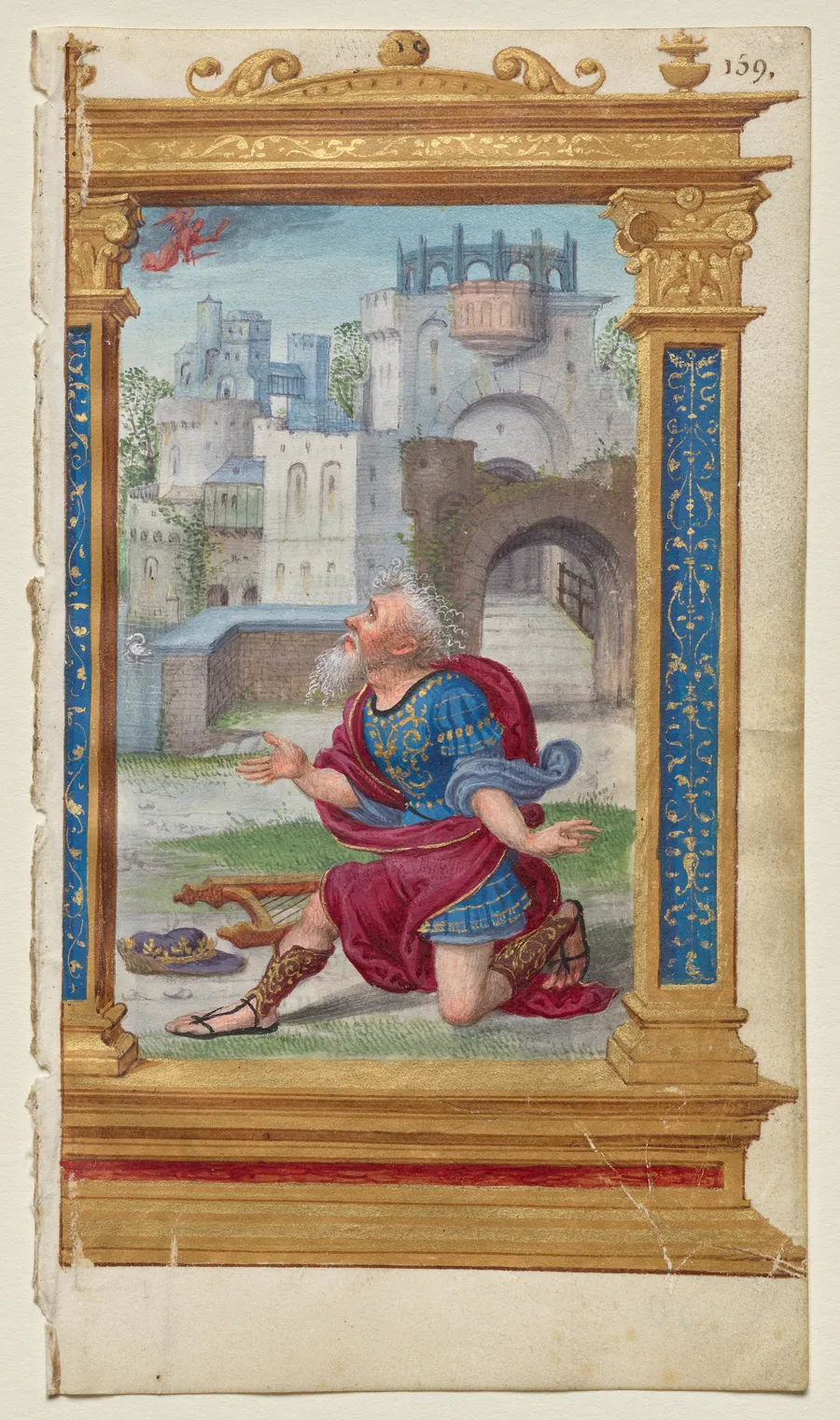 Leaf from a Book of Hours: King David in Prayer (2 of 3 Excised Leaves) by Noël Bellemare