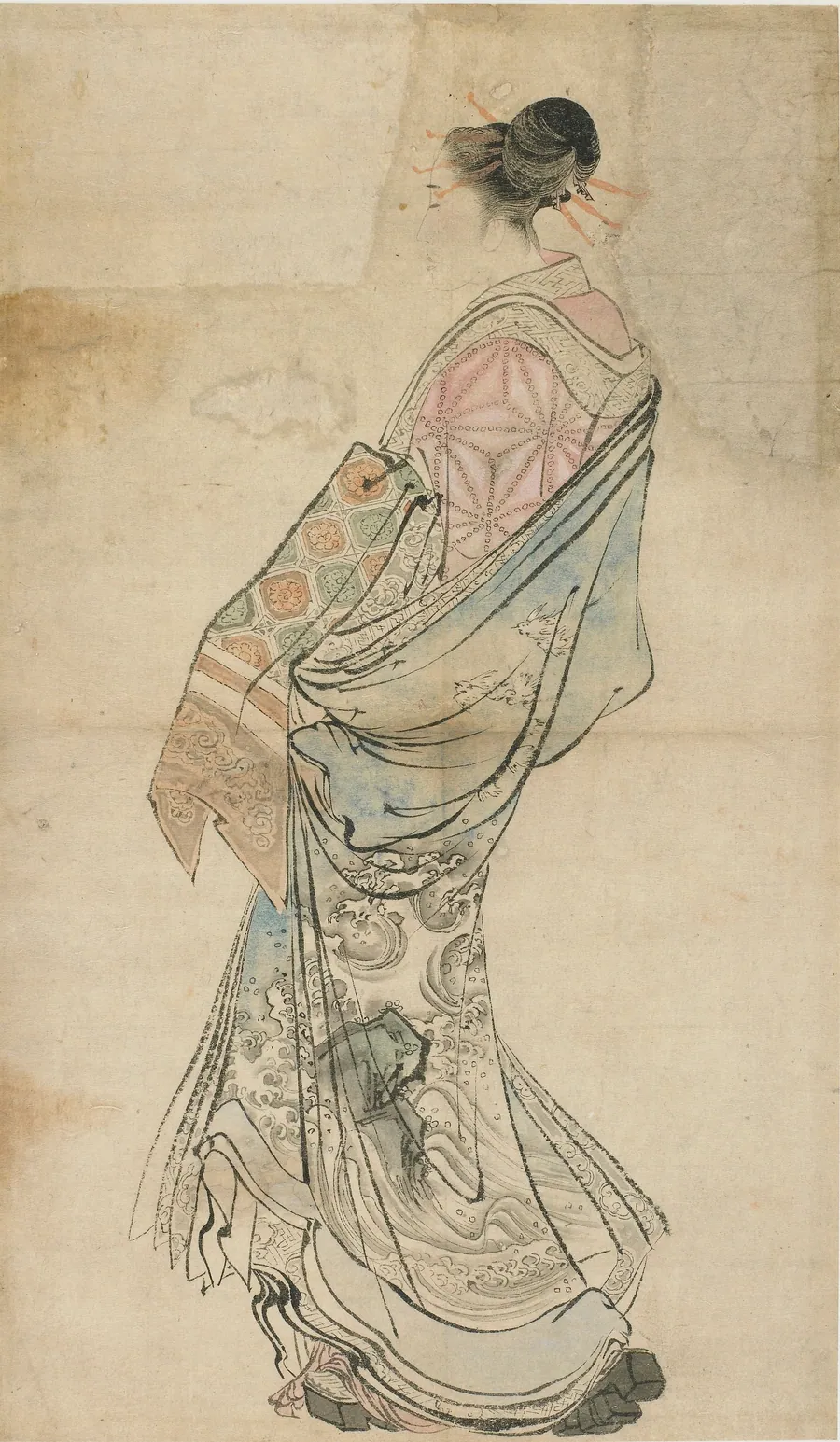 Walking figure of a courtesan by Katsushika Hokusai 葛飾北斎 (1760-1849)