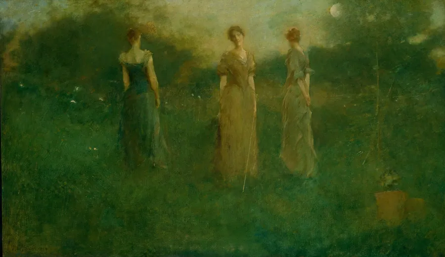 In the Garden by Thomas Wilmer Dewing, born Boston, MA 1851-died New York City 1938