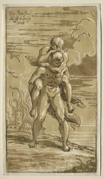 Eneas Carrying Anchises, his Father, from the Burning of Troy