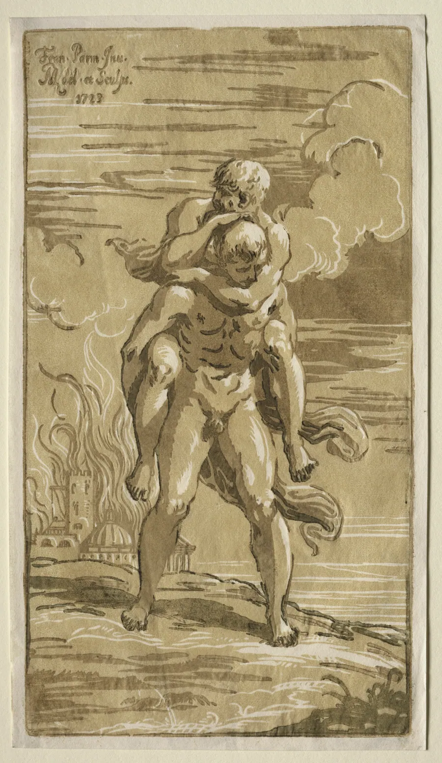 Eneas Carrying Anchises, his Father, from the Burning of Troy by Antonio Maria I Zanetti