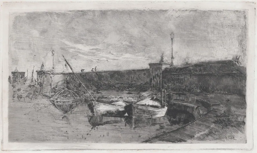 The Harbor at Viareggio [La Darsena] by Uberto dell'Orto