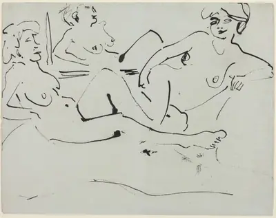 Dodo and an Older Woman Reclining before a Mirror