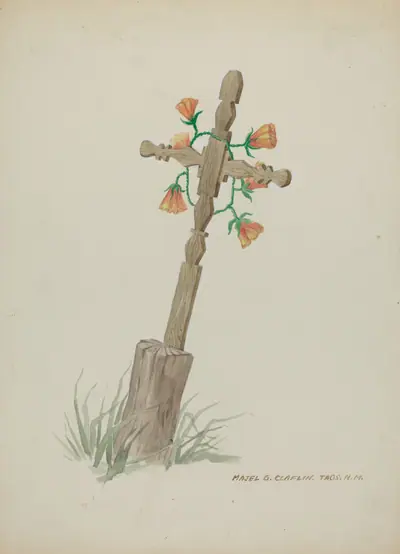 Wooden Cross used as Headstone