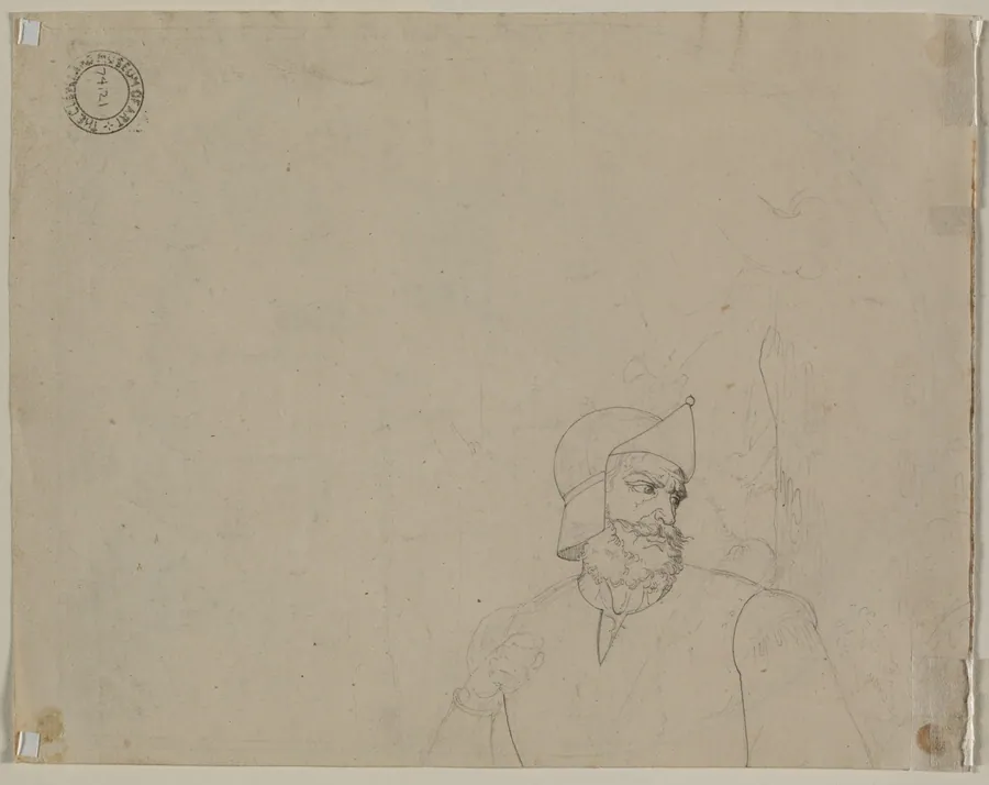 Soldier in a Landscape (verso) by Carl Ludwig Tischbein