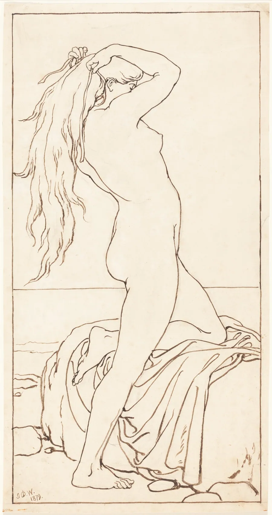 Standing Nude Binding Her Hair by John Dawson Watson