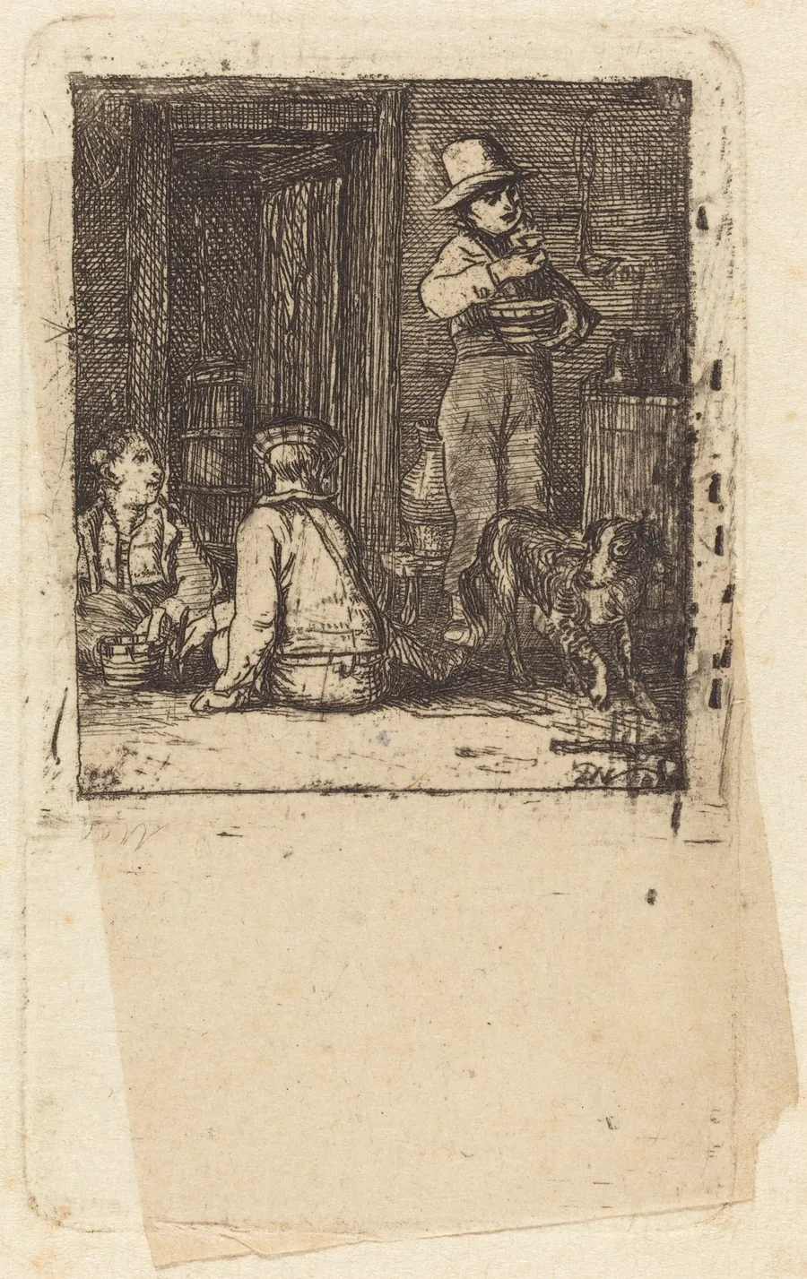 Interior with Three Boys and a Dog by Sir David Wilkie