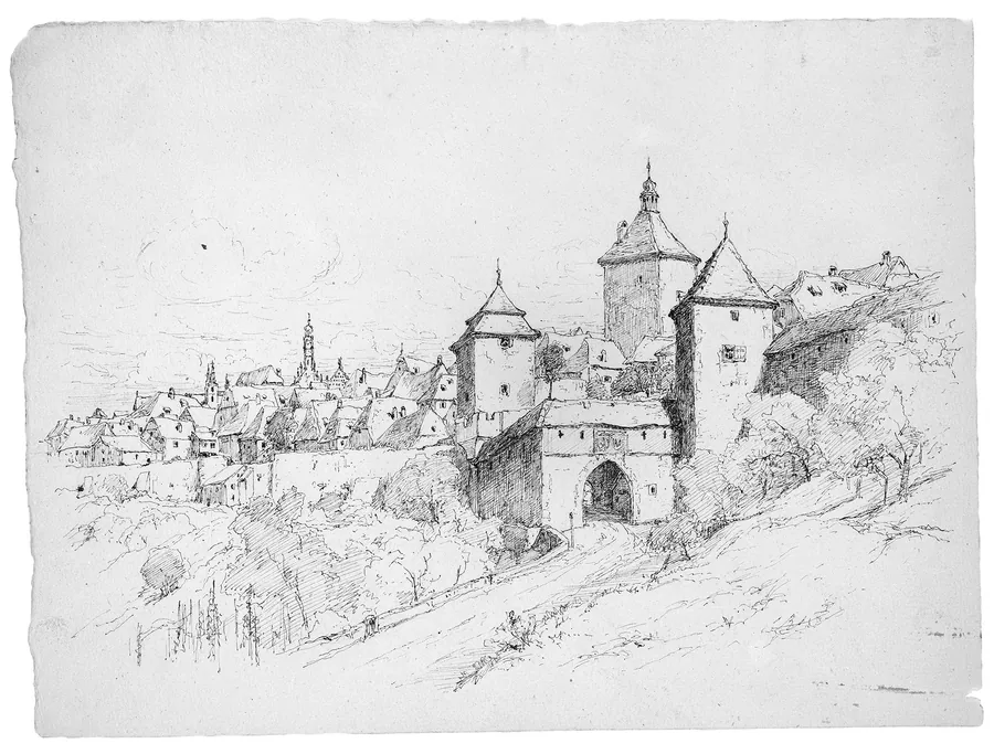 Sketch of a Town in Germany by Andrew Fisher Bunner