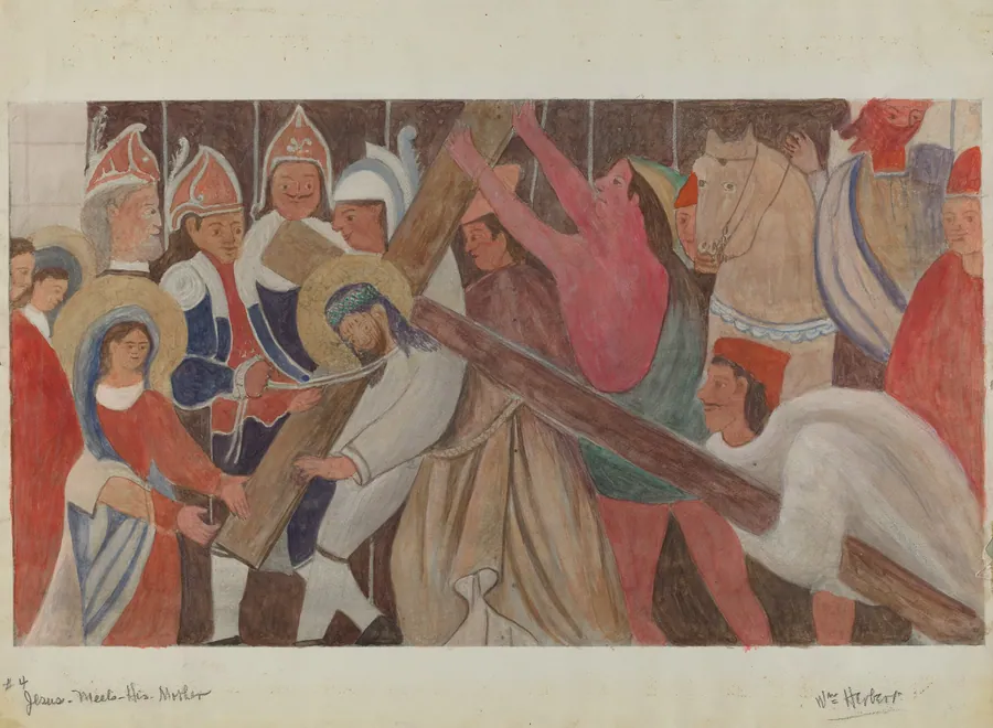 Station of the Cross No. 4: "Jesus Meets His Mother by William Herbert