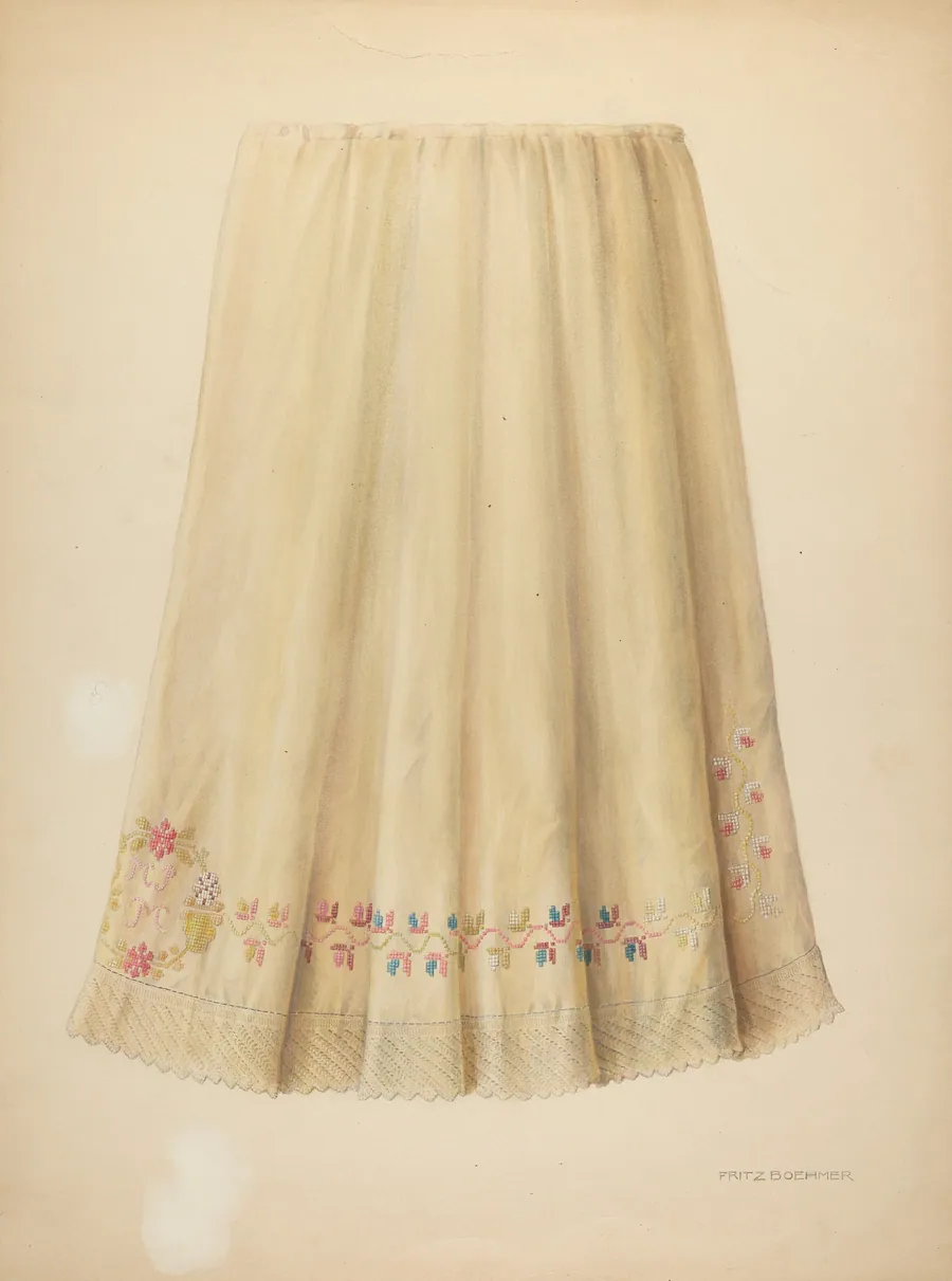 Zoar Embroidered Flannel Petticoat by Fritz Boehmer