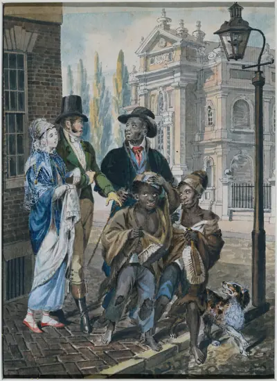 "Worldly Folk" Questioning Chimney Sweeps and Their Master before Christ Church, Philadelphia