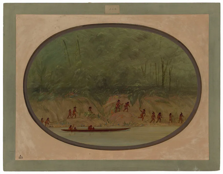 Lengua Indians Ascending the Rapids of the Rio Uruguay by George Catlin