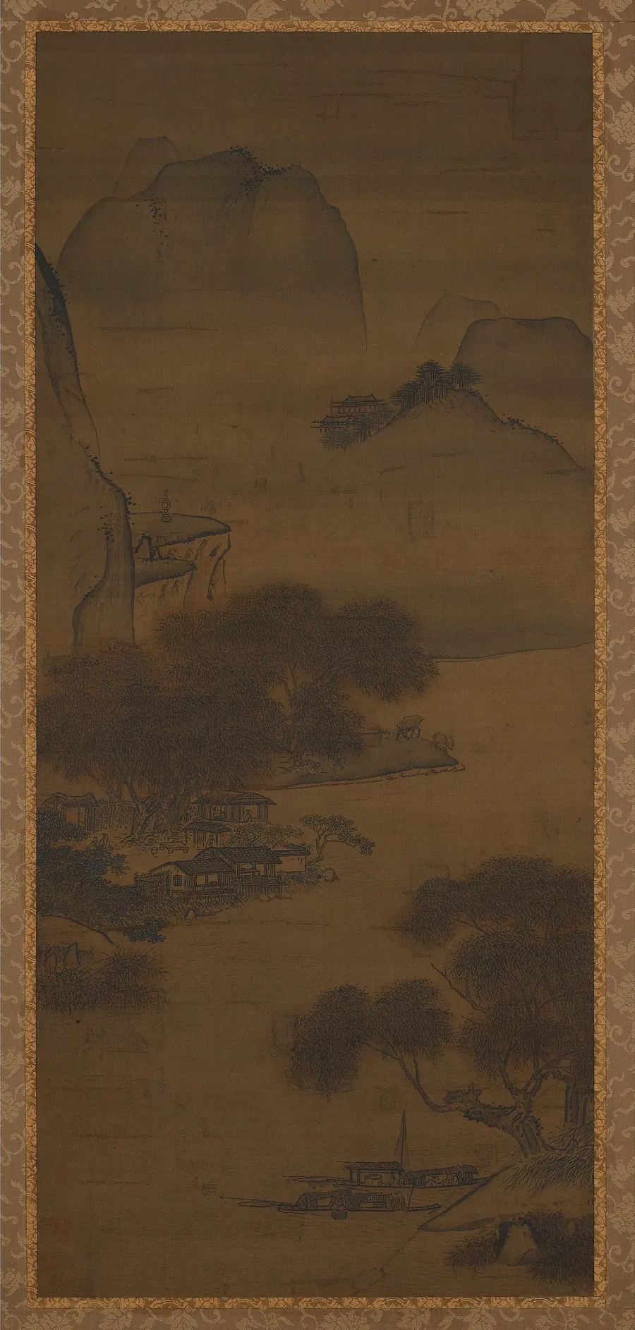 Houses on the river by School of Yuan Jiang (ca. 1694-1743)