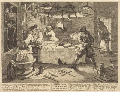 Hudibras beats Sidrophel and his man Whacum