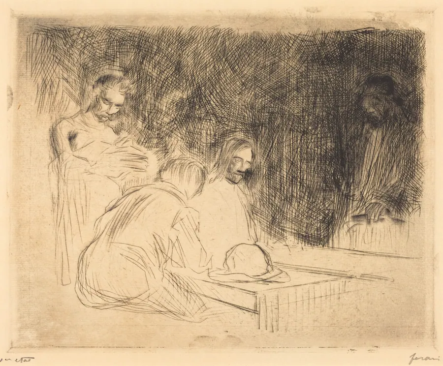 Le repas à Emmaus (3e planche) (The Supper at Emmaus) (third plate) by Jean-Louis Forain