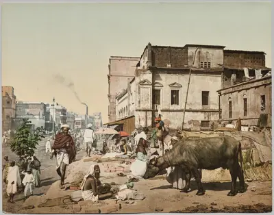 India. Calcutta. Harrison Road I with Group of Jogees, after photo by Dr. Kurt Boeck