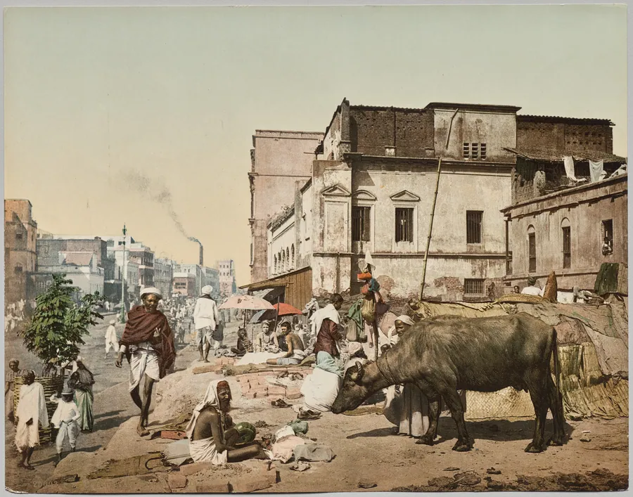 India. Calcutta. Harrison Road I with Group of Jogees, after photo by Dr. Kurt Boeck by Photoglob Co.