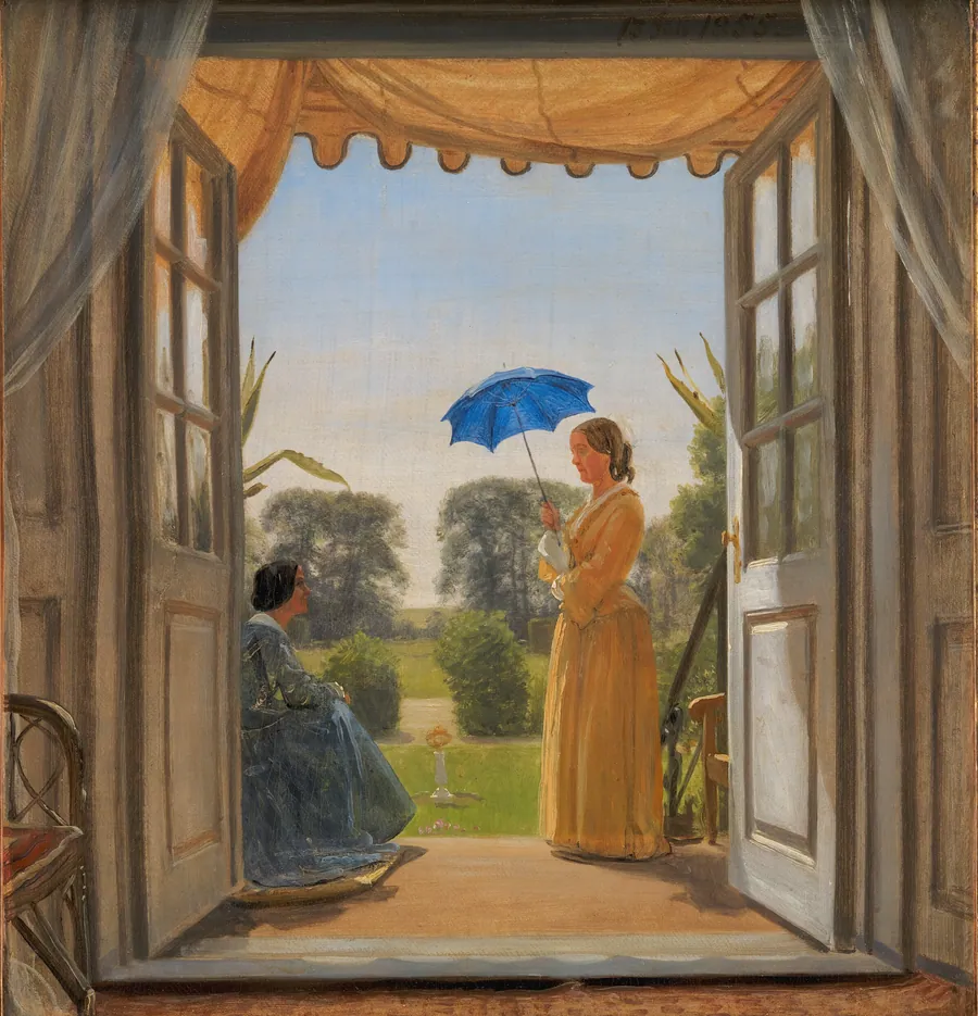 Caroline Dalgas og Jeanina Stampe på Nysø havetrappe by P.C. Skovgaard
