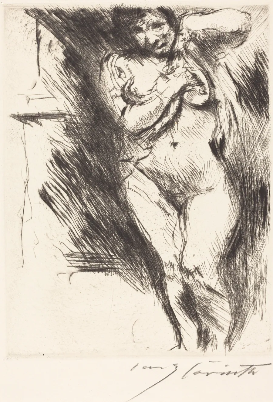 Akt mit hochgehobenem Hemd (Woman Undressing) by Lovis Corinth