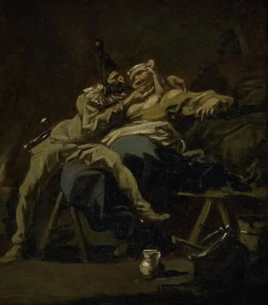 Pulcinella og Colombina by Alessandro Magnasco