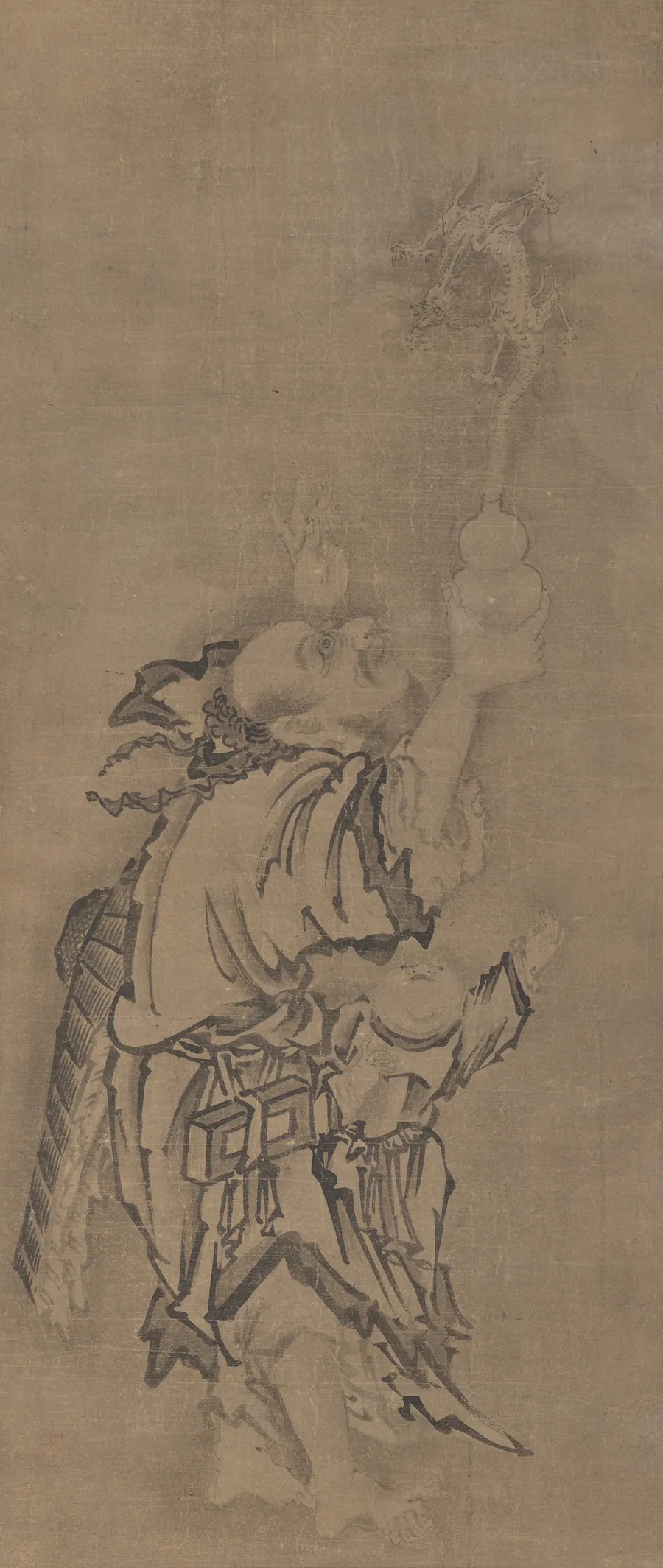 Hotei with Daoist Immortals: Immortal with Gourd and Dragon by Kyūseki Tomonobu