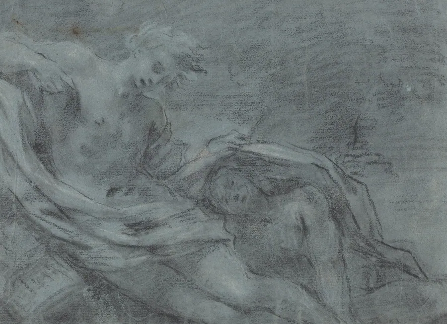 Two Reclining Figures [verso] by French 17th Century