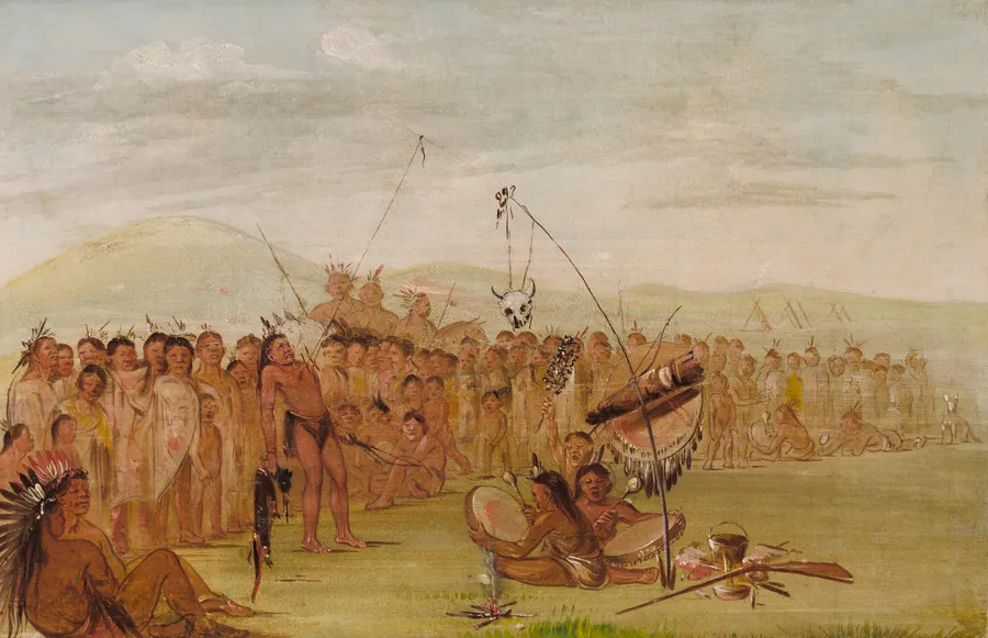 Self-torture in a Sioux Religious Ceremony by George Catlin, born Wilkes-Barre, PA 1796-died Jersey City, NJ 1872