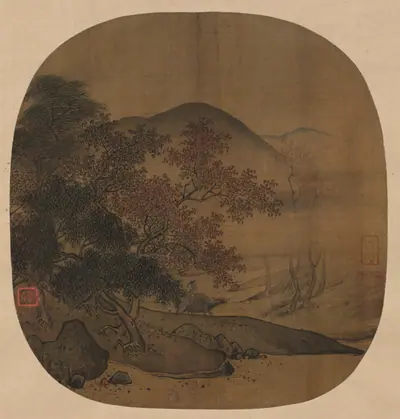 Buffalo and Boy in Autumnal Landscape