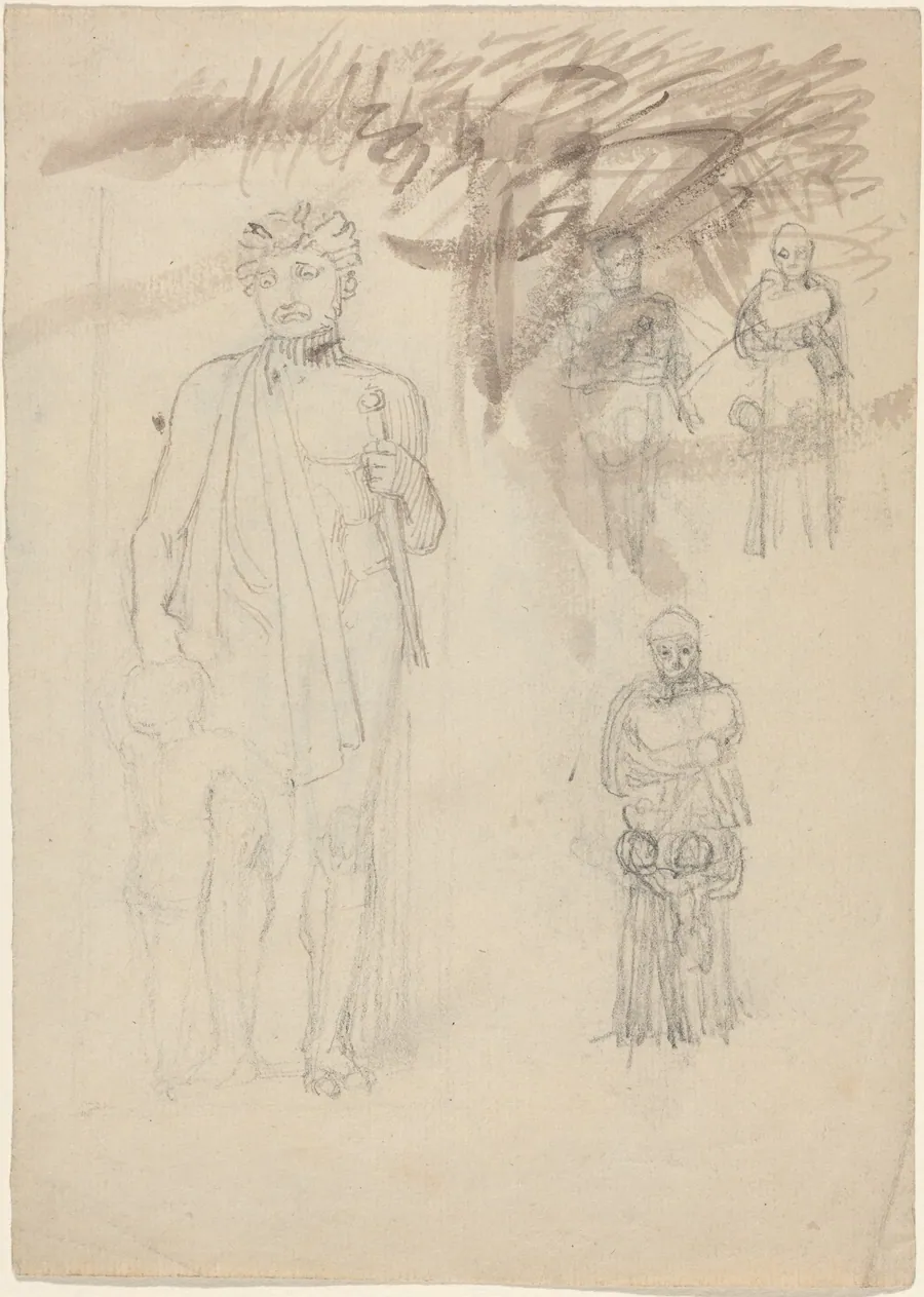 Sheet of Studies, including Warrior with Child [recto and verso] by John Flaxman