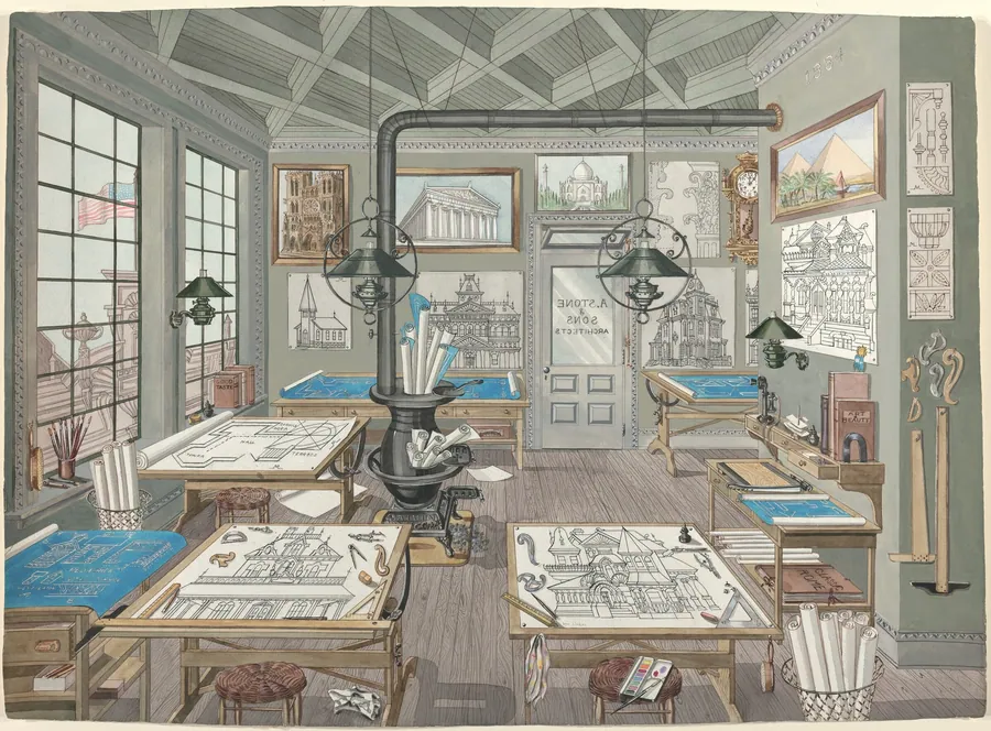 Architect's Drafting Room, 1884 by Perkins Harnly