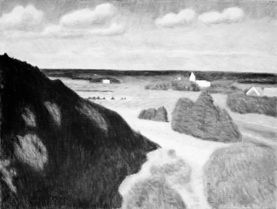 Udsigt fra "Fandenslot" ved Bovbjerg by Niels Bjerre