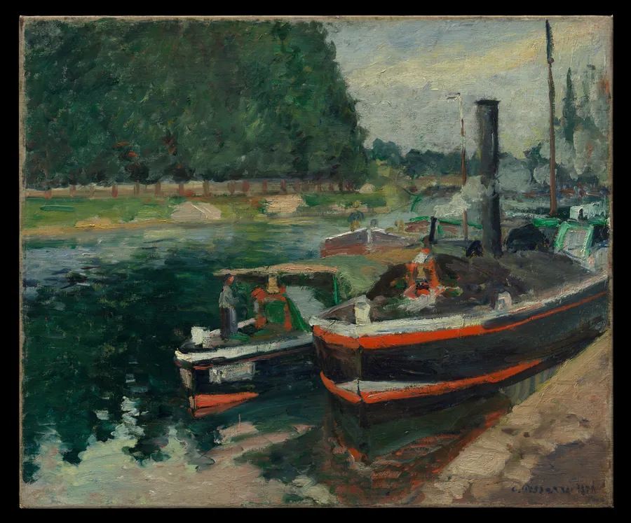 Barges at Pontoise by Camille Pissarro