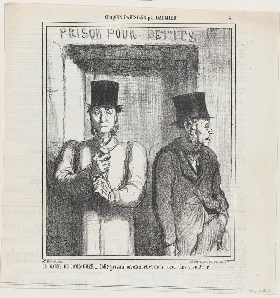 Bailiff at the commercial court, from 'Parisian Sketches,' published in Le Charivari, May 13, 1865 by Honoré Daumier