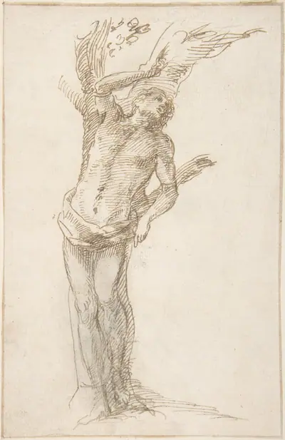 Saint Sebastian (?) Tied to a Tree