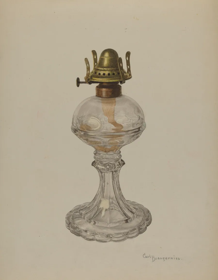 Glass Oil Lamp by Carl Buergerniss