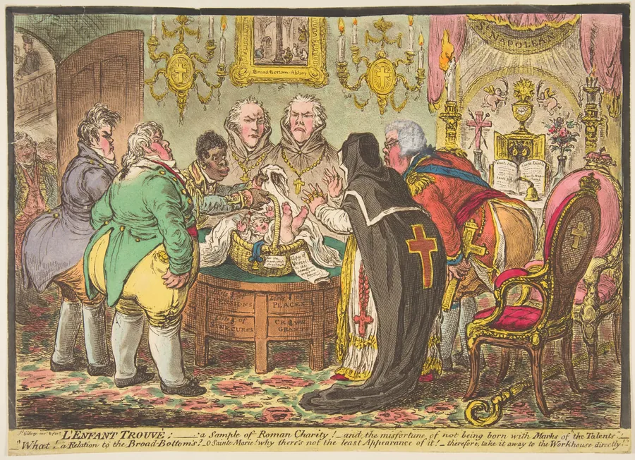 L'Enfant Trouvé:–a Sample of Roman Charity!–or–the Misfortune of Not Being Born with Marks of "the Talents" by James Gillray