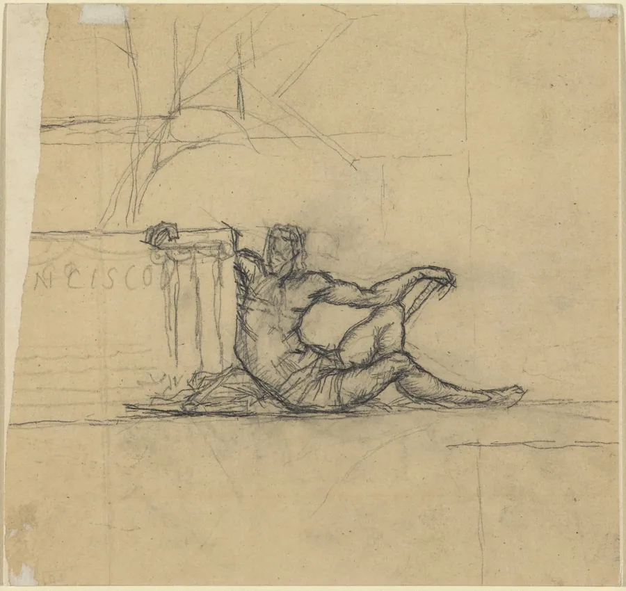 Seated Male Figure for "San Francisco" by Charles Meryon