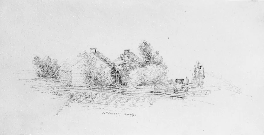 Farm Scene with Cottages (from Cropsey Album) by Jasper Francis Cropsey