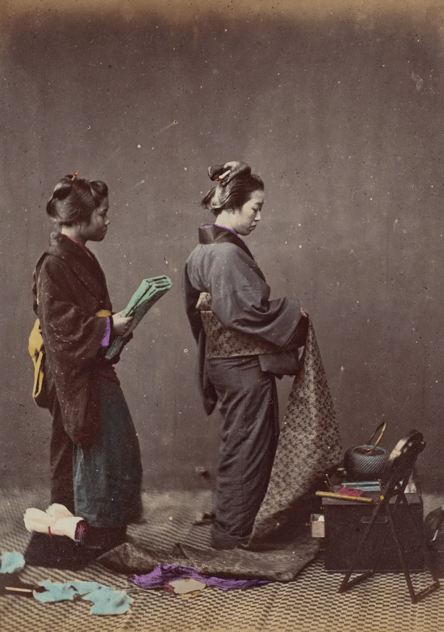 Putting on the Obi or Girdle by Felice Beato