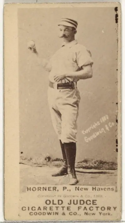 William "Jack" Frank Horner, Pitcher, New Haven, from the Old Judge series (N172) for Old Judge Cigarettes