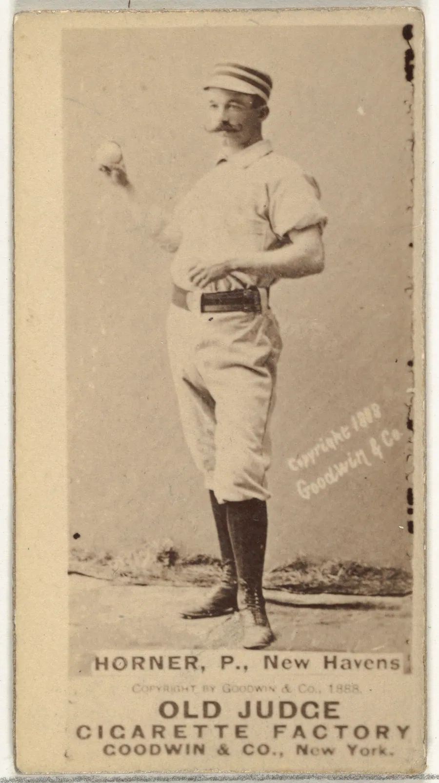 William "Jack" Frank Horner, Pitcher, New Haven, from the Old Judge series (N172) for Old Judge Cigarettes by Goodwin & Company