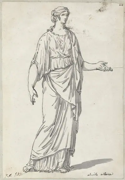 Classical Sculpture of a Woman with an Outstretched Arm