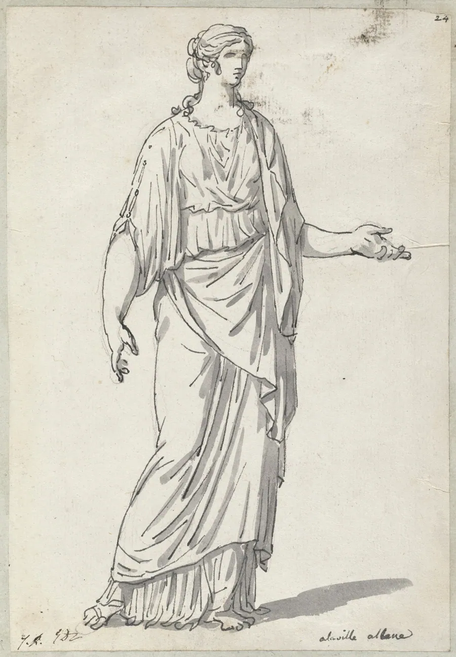 Classical Sculpture of a Woman with an Outstretched Arm by Jacques-Louis David