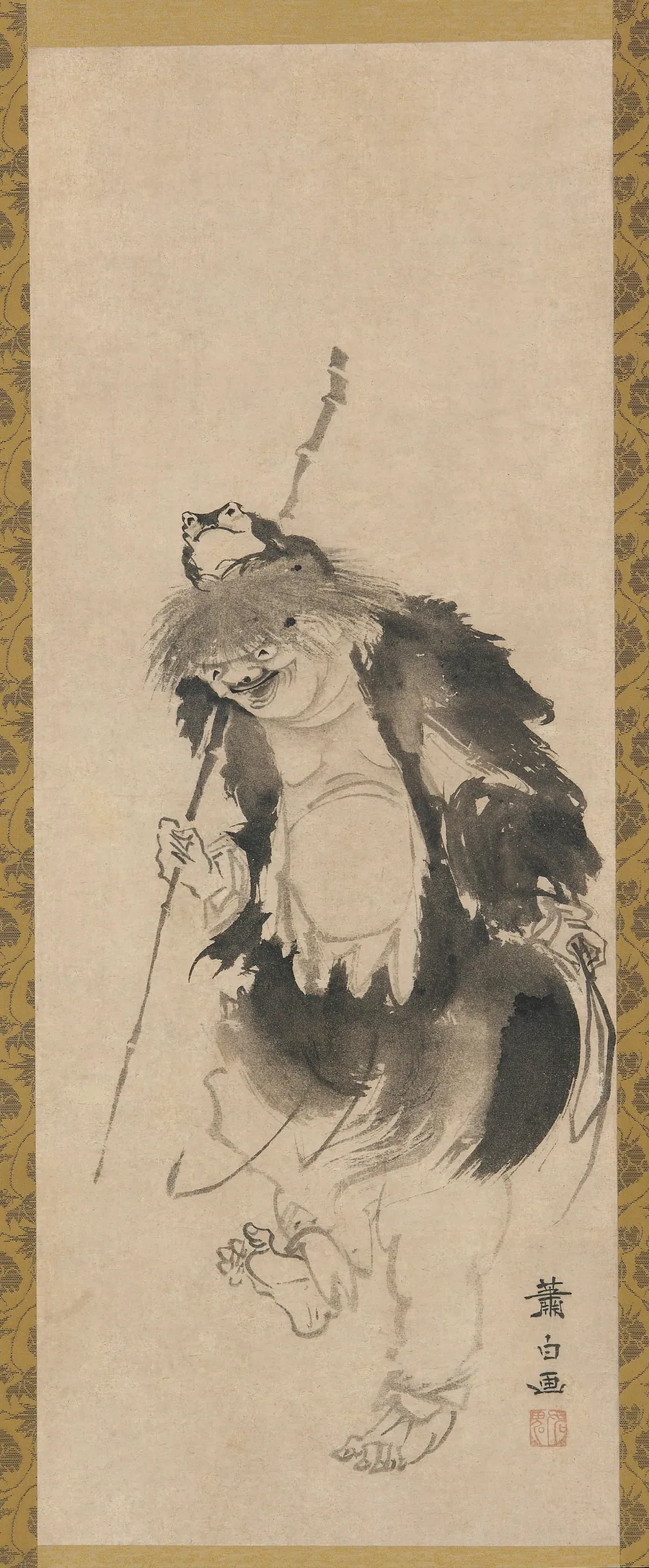 Gama Sennin (Chinese Hou Xiansheng) and his three-legged toad by Soga Shohaku 曾我蕭白 (1730-1781)