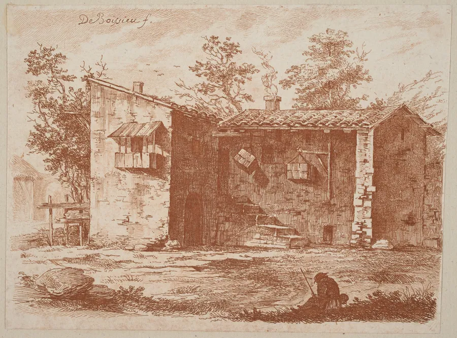 Two Houses with Tile Roofs by Jean-Jacques de Boissieu