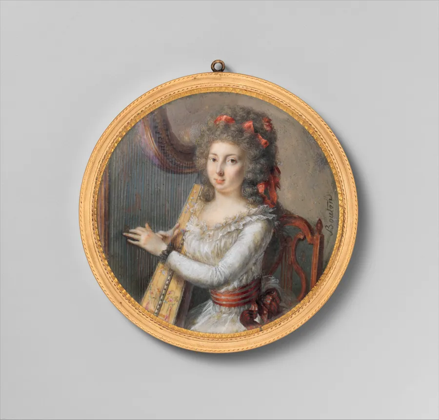 A Woman Playing a Harp by Joseph Marie Bouton